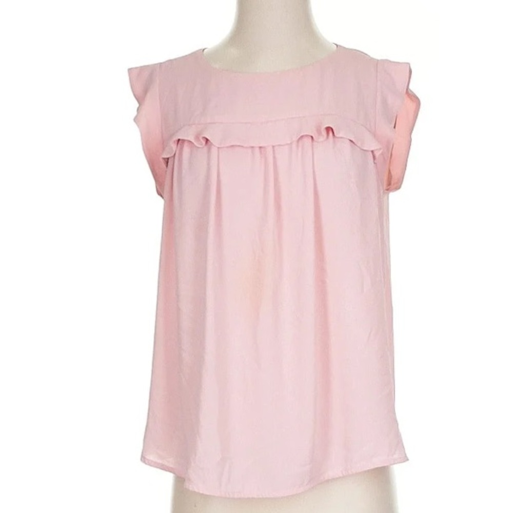 LOFT Pink Ruffled Blouse